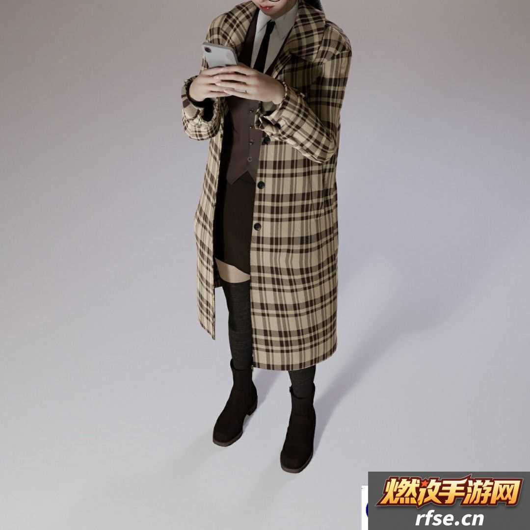 inZOI卡其色格子风衣服装分享